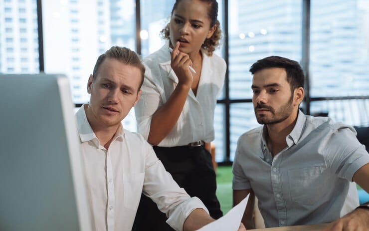business people using computer office